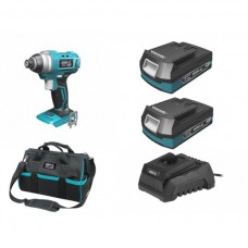 Dedra Set Masina de insurubat cu impact 110Nm hexagon interior 1/4 cu 2 acumulatori Li-Ion 18V 2.0Ah incarcator 60W si geanta de transport